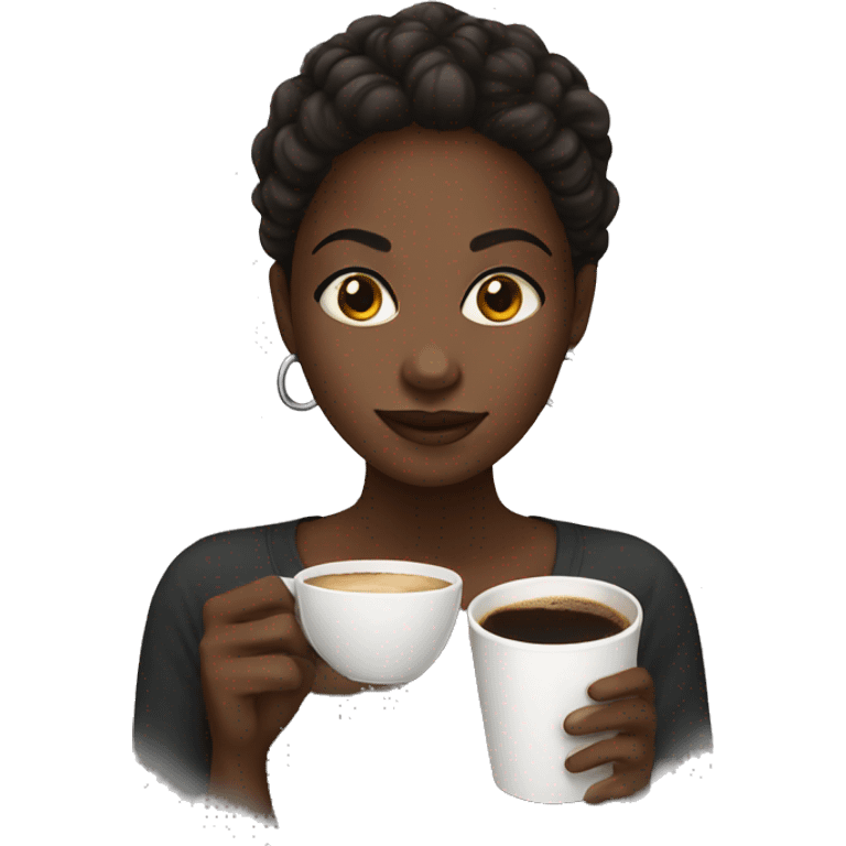 Black girl with coffee emoji