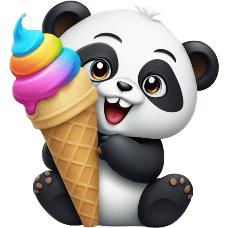 Panda eating ice cream emoji