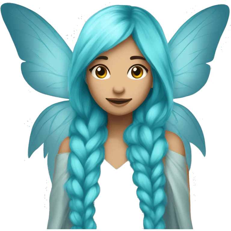 Beautiful, fairy, blue, turqoise, silver, long hair, big wings emoji