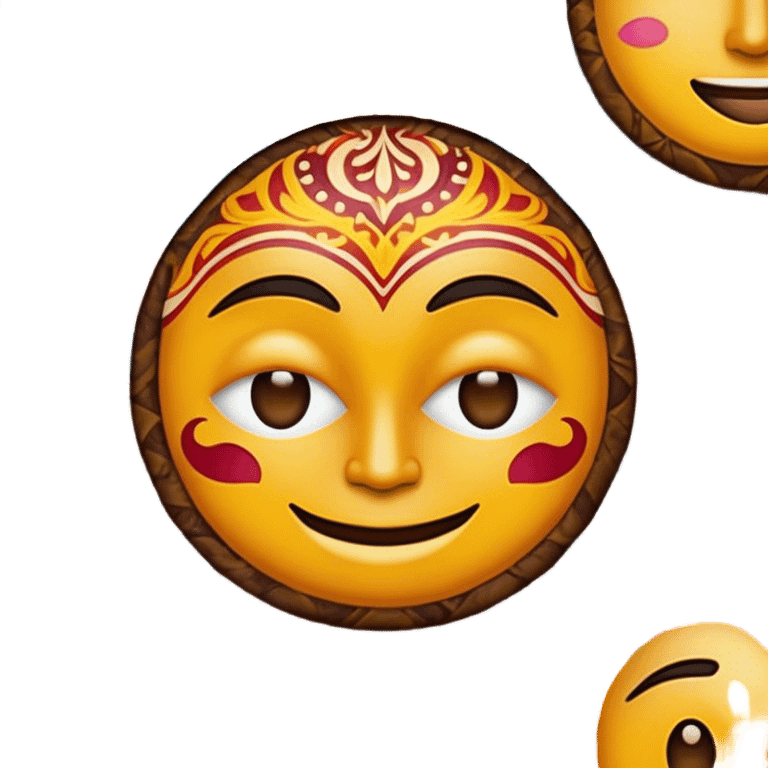 Cinematic Realistic Indonesian Batik Pop Culture Emoji, showcasing intricate, colorful batik patterns rendered with detailed textures and vibrant, cultural lighting. emoji