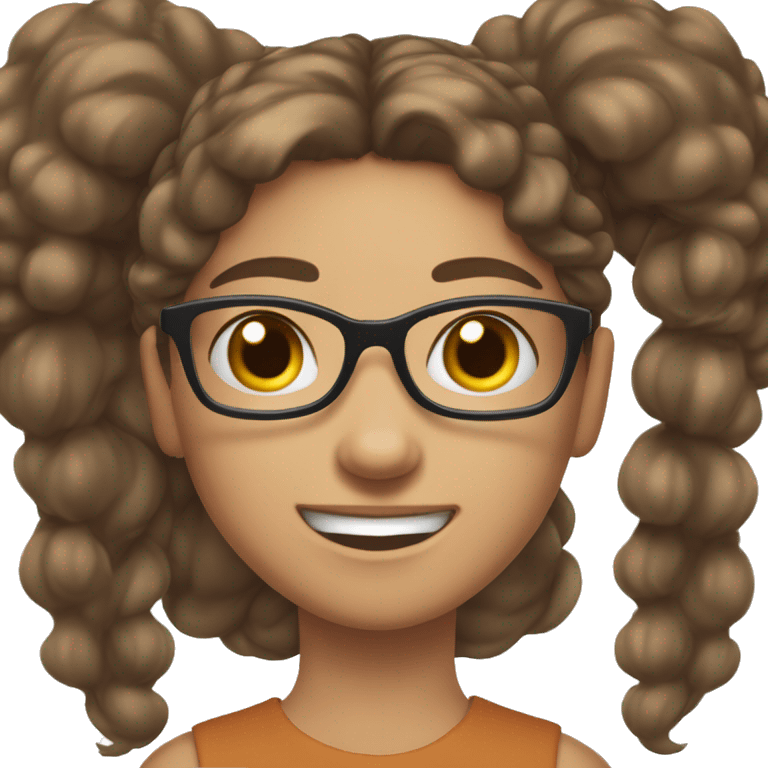 ado fille, cheveux brun,  lunettes, yeux marron, peau blanche, appareil dentaire  emoji