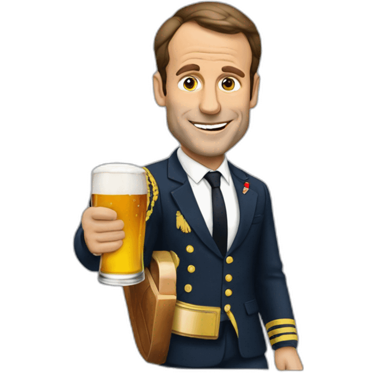 Macron avec une biere emoji