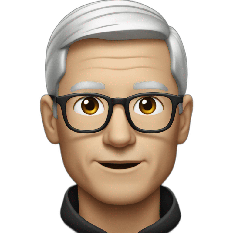 tim cook with a black macbook pro emoji