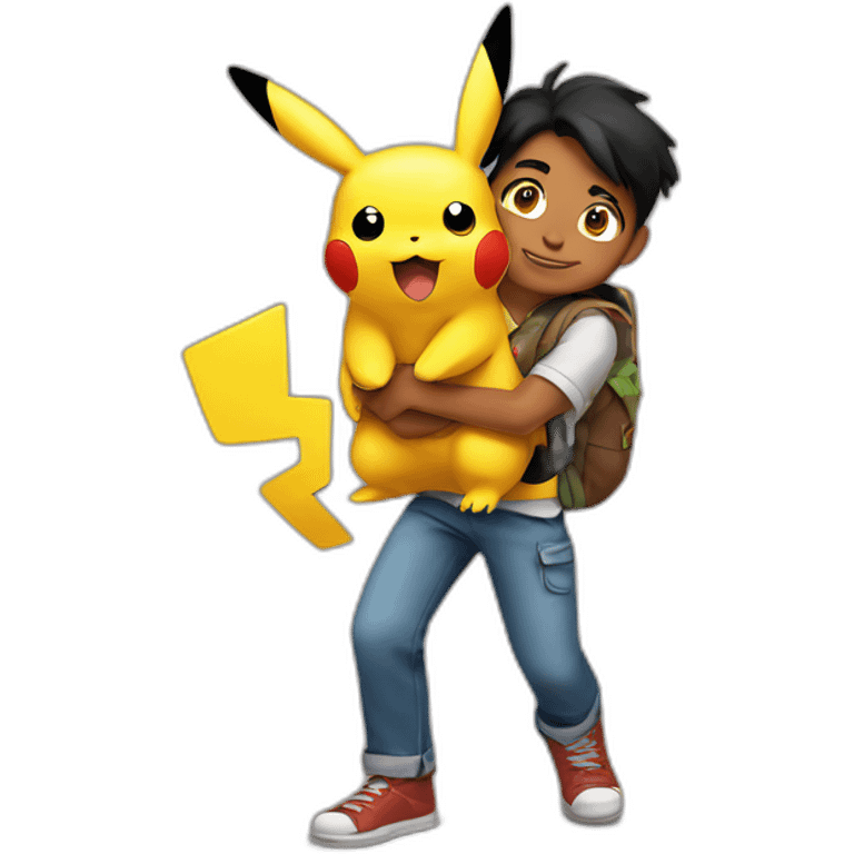 indian teen carrying pikachu on shoulder emoji