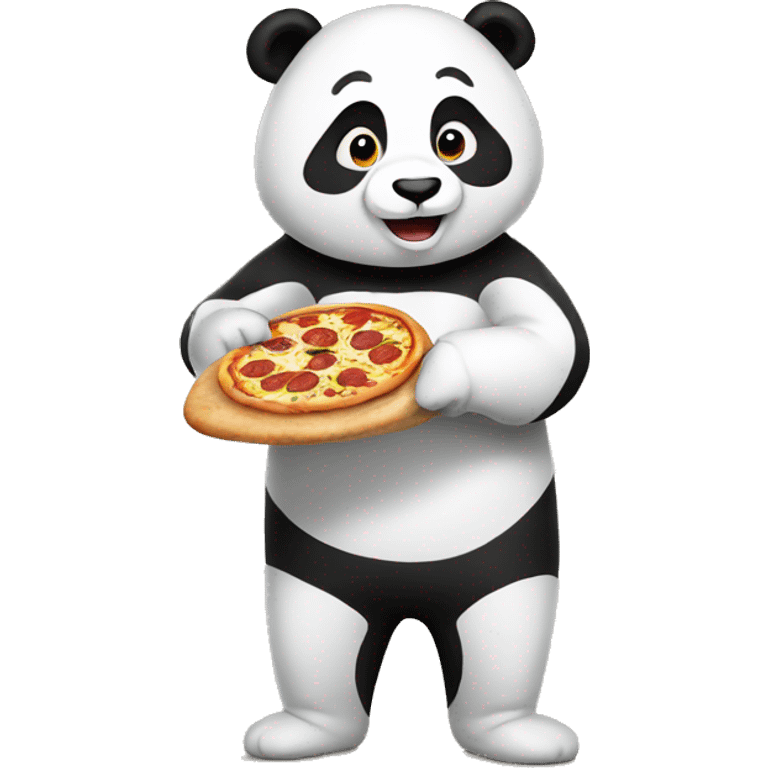 man in panda suit holding pizza emoji