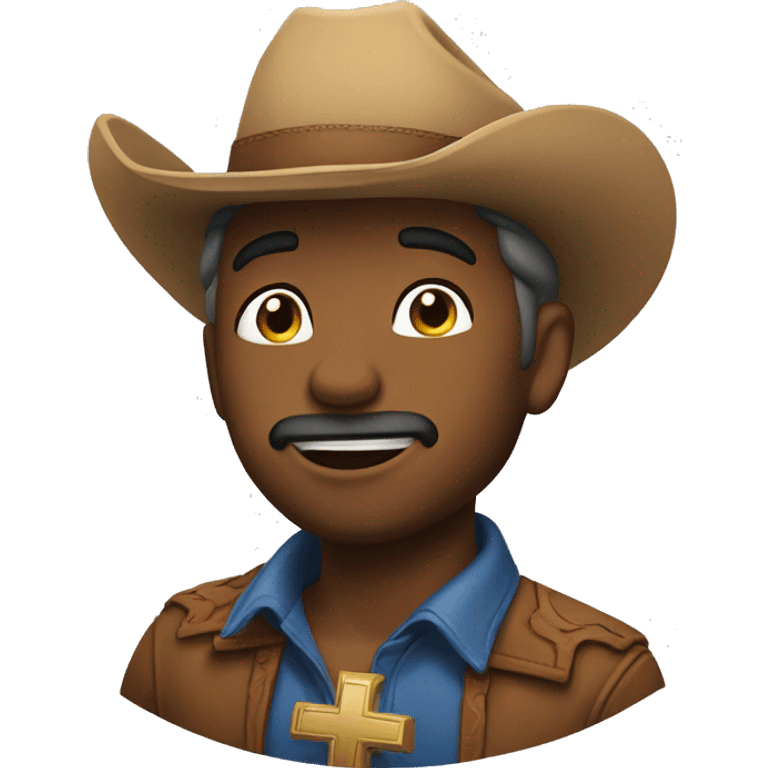 blushing cowboy biting his lip and winking while praying emoji