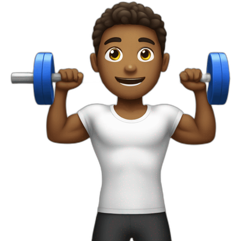 Boy is weightlifting in gym emoji