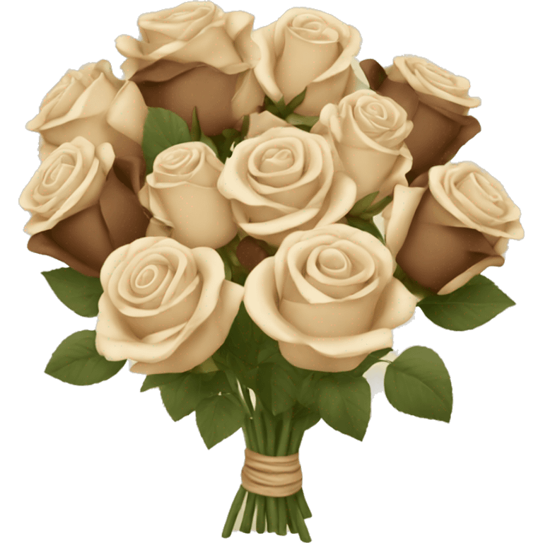 Beige and Brown roses Bouquet  emoji