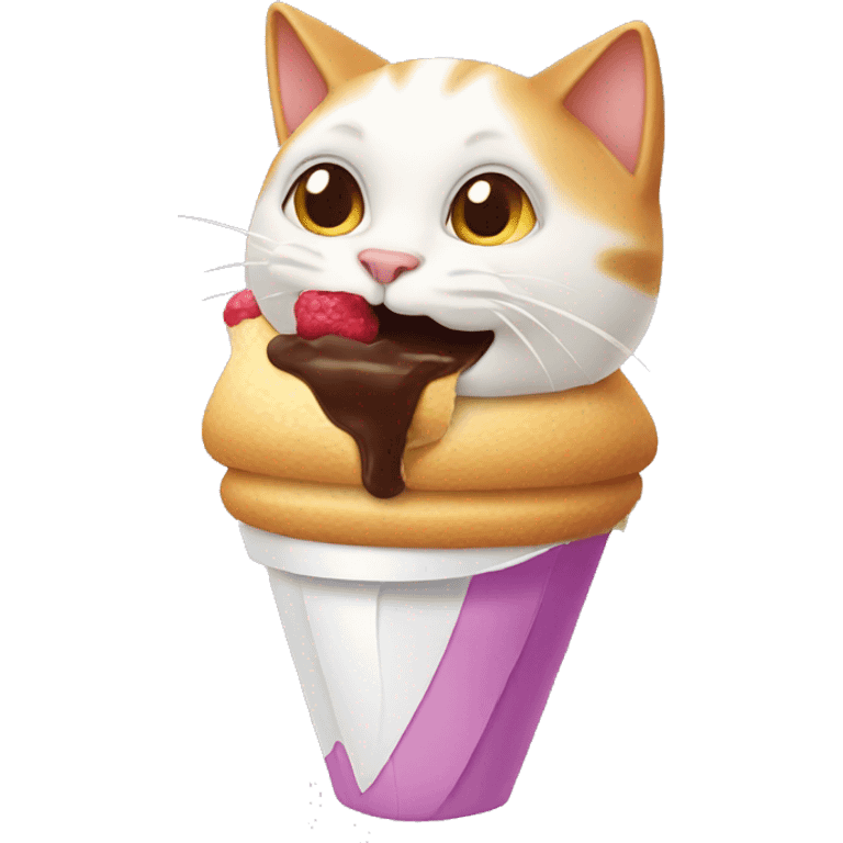 Cat eating a ice cream emoji