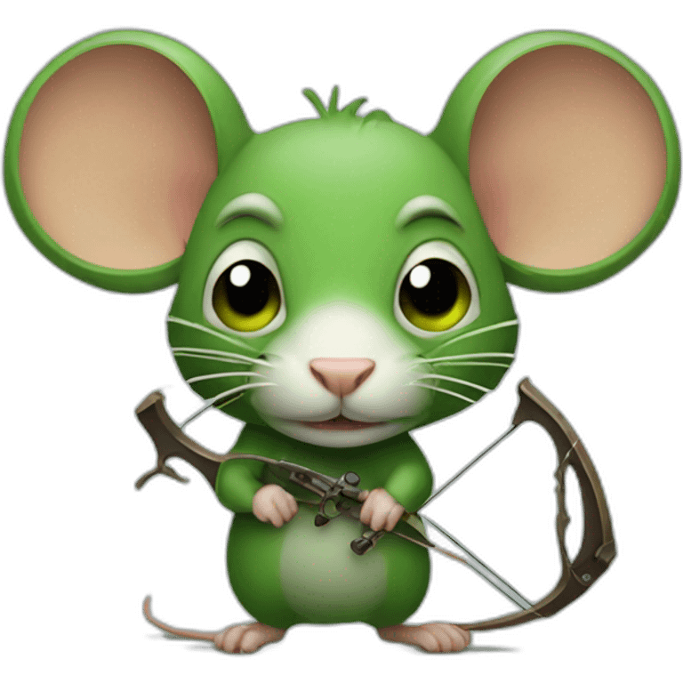 Green ugly Rat with a crossbow emoji