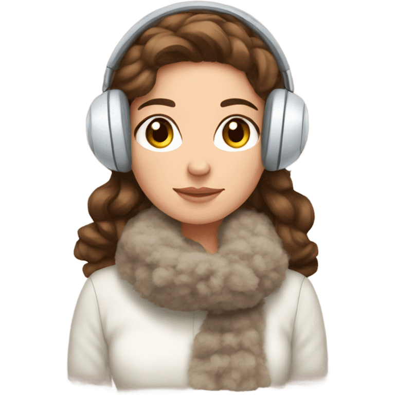 Winter girl brown hair cozy earmuffs  emoji