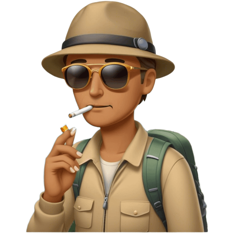 Man smoking and hiking a mountain  emoji