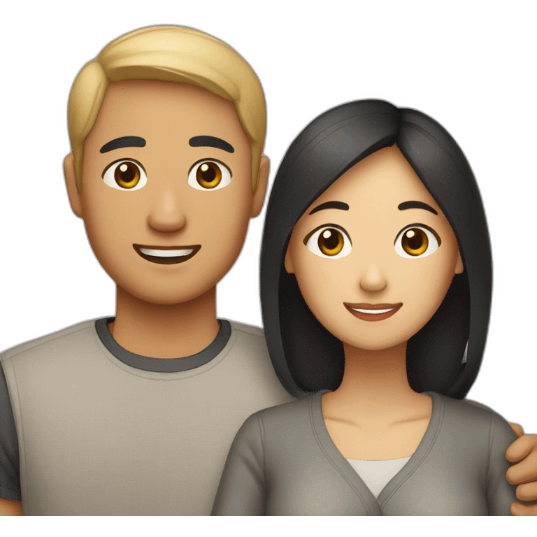 asian couple with labrador emoji