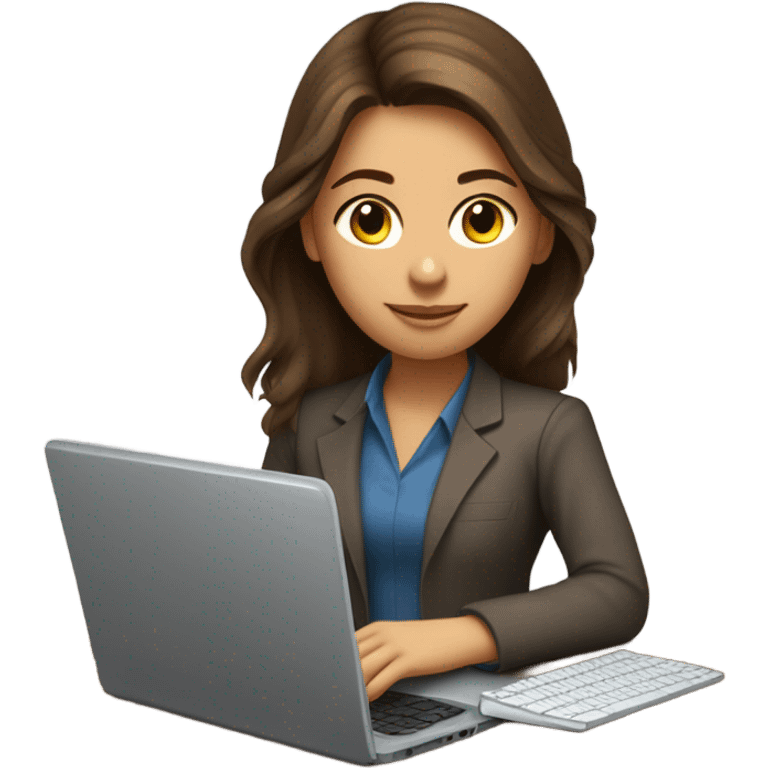 Medium length hair Brown girl, computer science intern with a laptop emoji