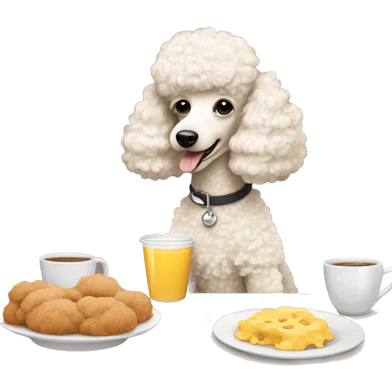 cream girl poodle having breakfast  emoji