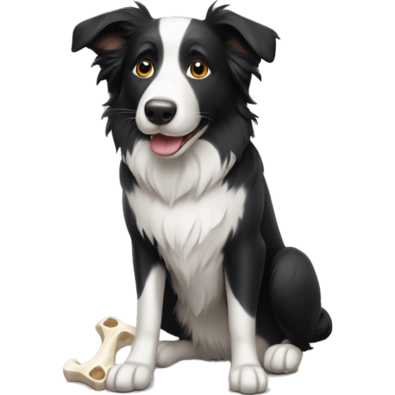 border collie with a bone emoji