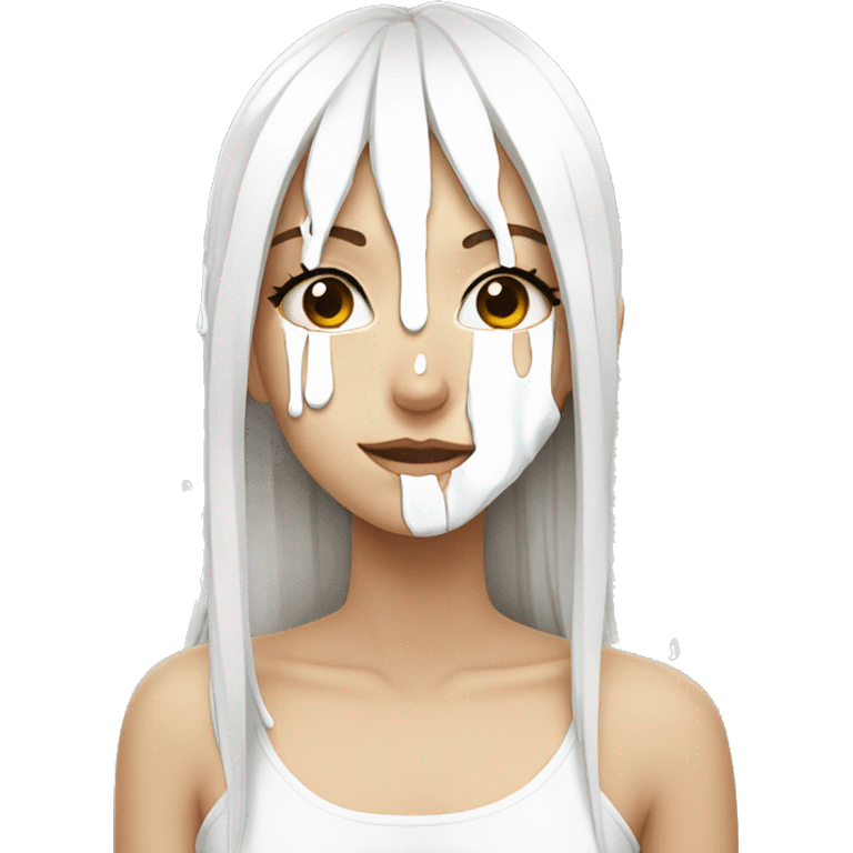 white paint dripping over an anime girl emoji