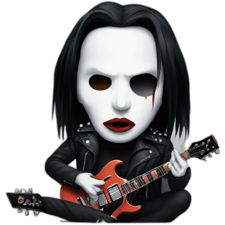 Marilyn manson with rock guitar emoji