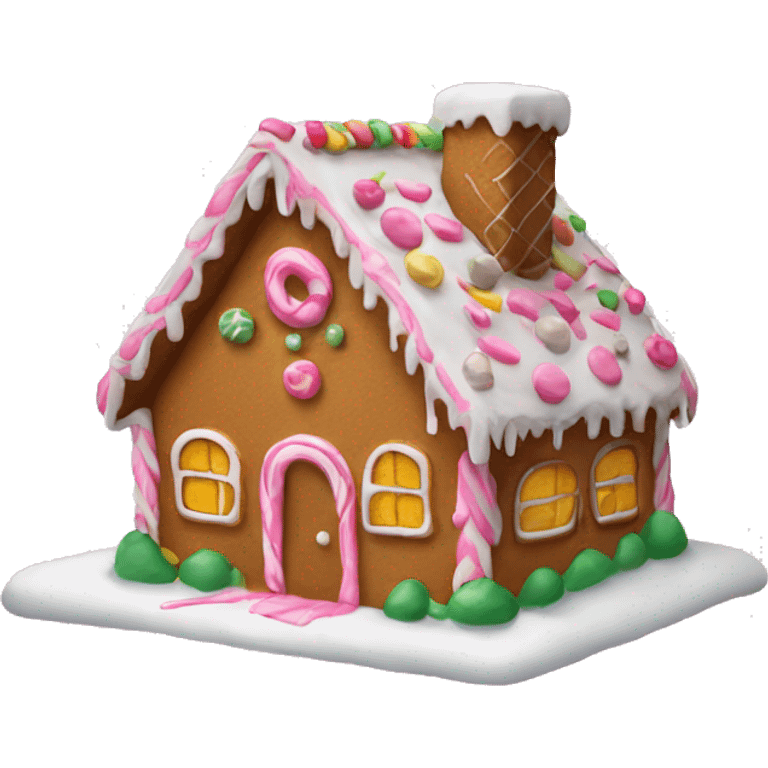 gingerbread house with pink icing  emoji