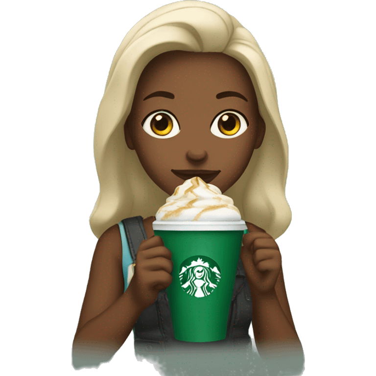 Girl drinking Starbucks emoji