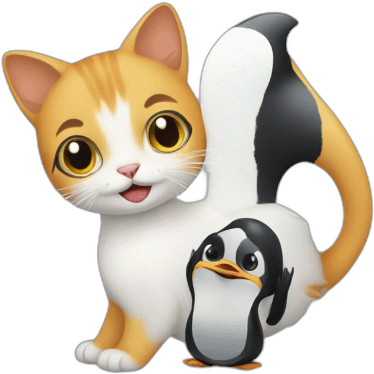 cat with a pinguin  emoji