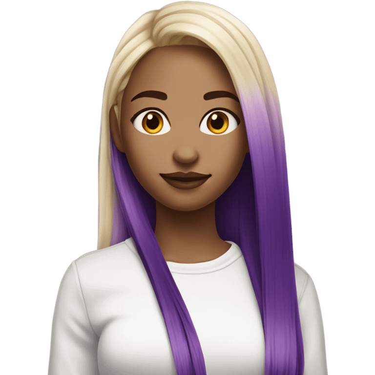 Split dye hair girl one side purple other blonde emoji