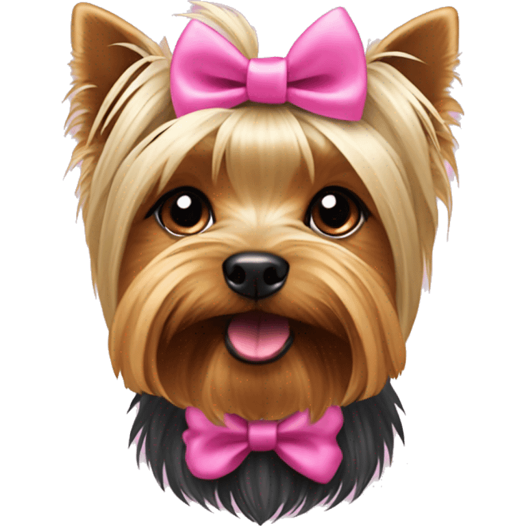 Yorkshire terrier dog with a pink bow emoji