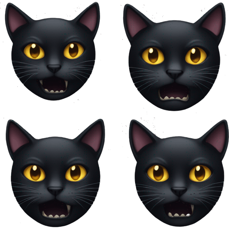 A black cat wearing rings looking evil  emoji