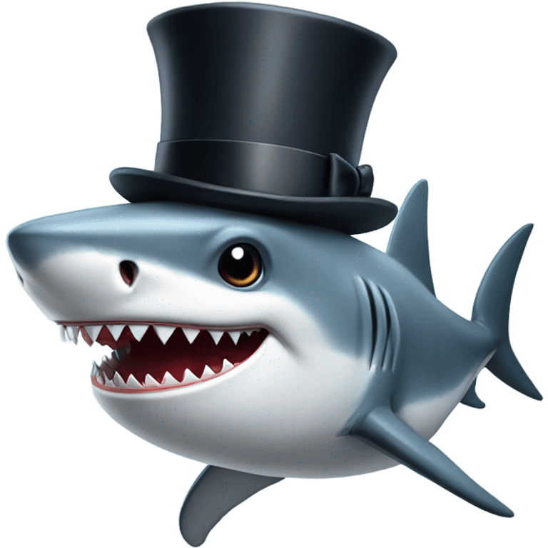 Shark with a top hat emoji