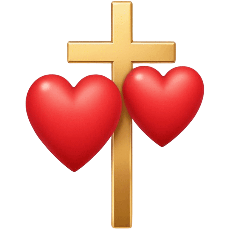 Two red hearts united by a gold cross  emoji