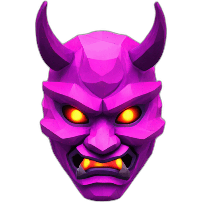 ONI MASK magenta color eyes glowing neon japanese style low poly 3d emoji