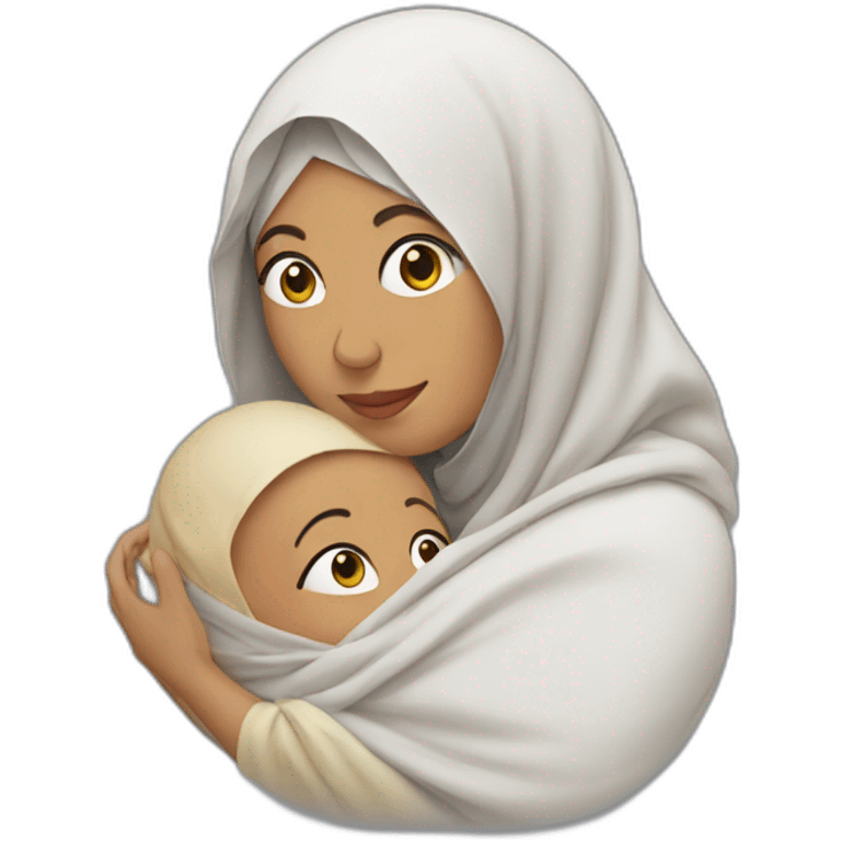 A Muslim mother holding her baby in a shroud emoji