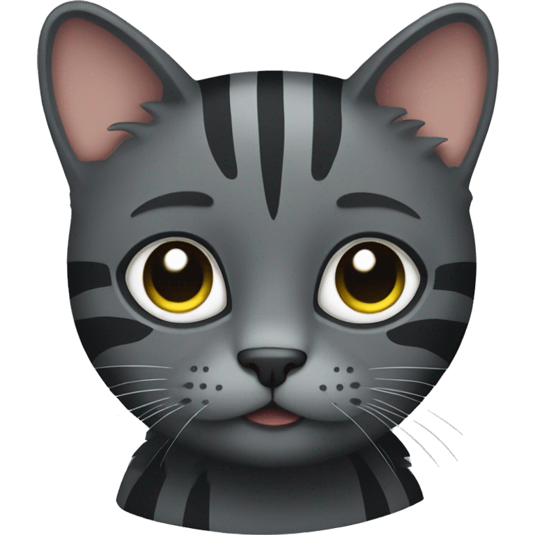 dark gray cat with stripes emoji