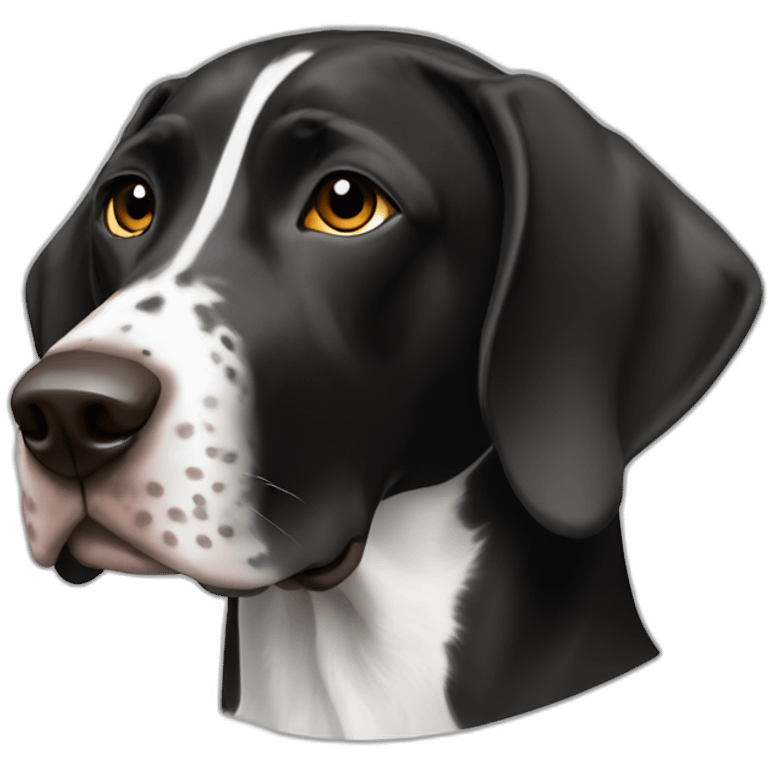 black & white german shorthair pointer, black head emoji