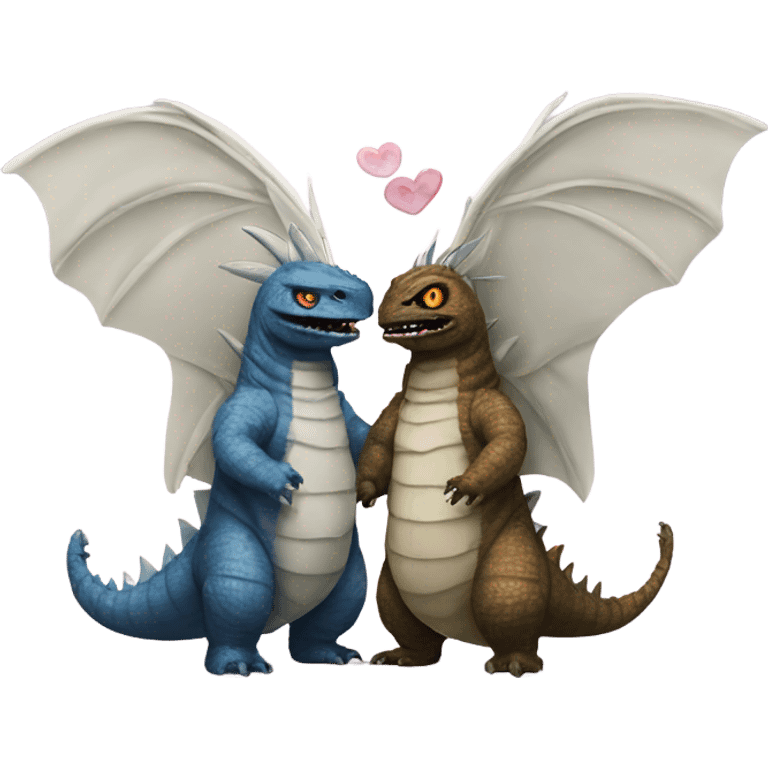 Godzilla and Mothra getting married emoji