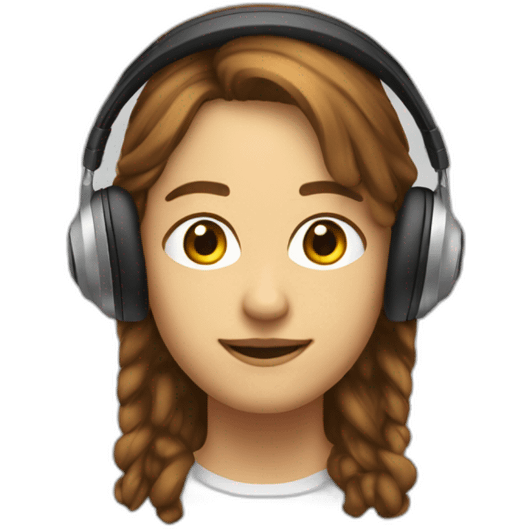 Personne cheveux de couleur brun , couleur de peau blanche avec un casque audio sur la tête emoji