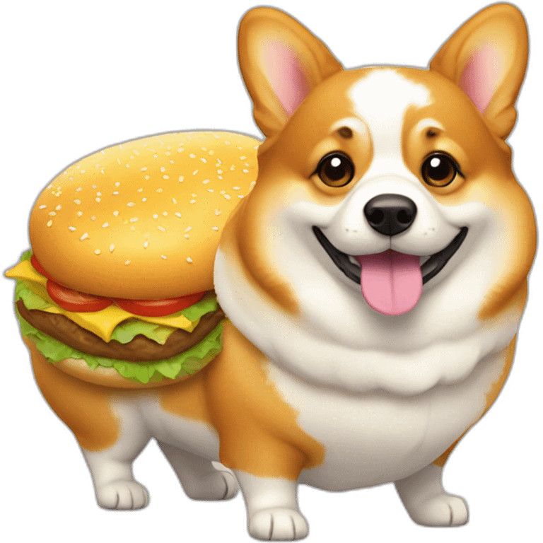 Fat corgi with cheeseburger emoji