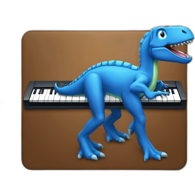 blue dinosaur play keyboard emoji