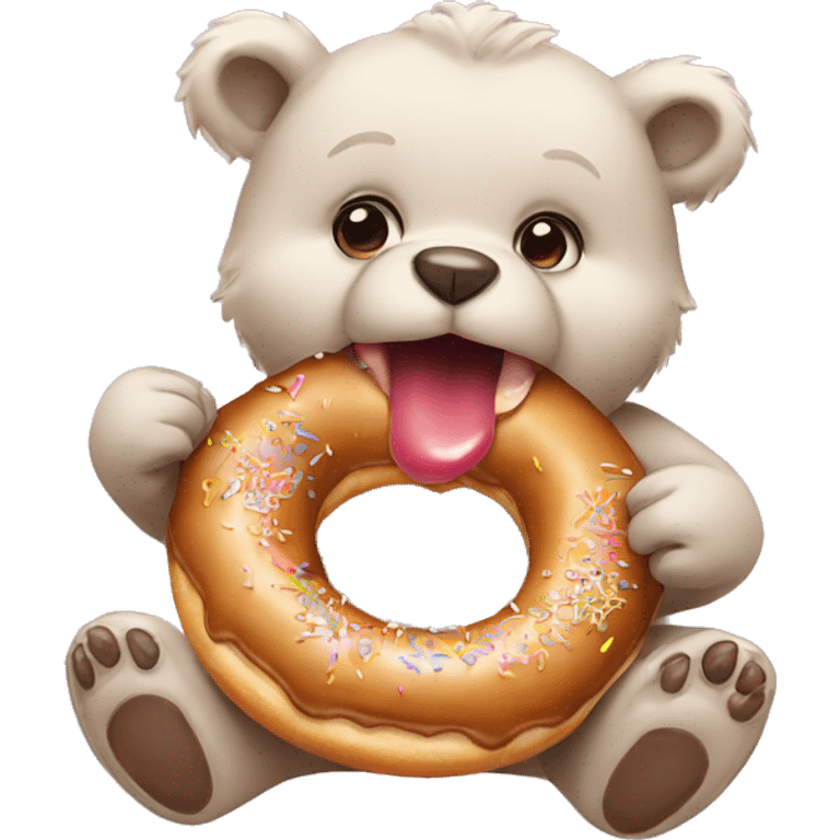 baby bear eating a donut emoji