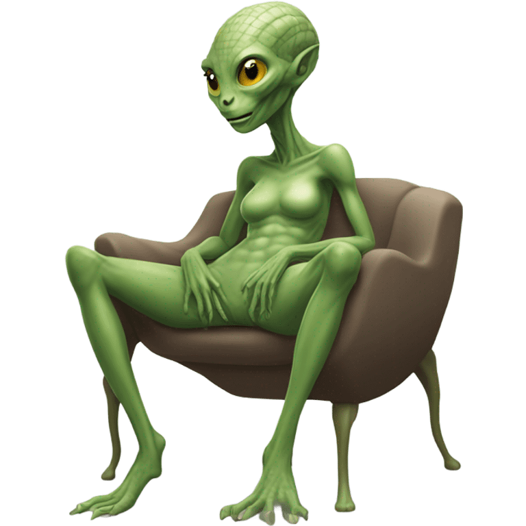 a Reptilian alien woman, full body, laying down emoji