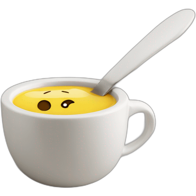 taza de ceramica agarrando una cuchara emoji