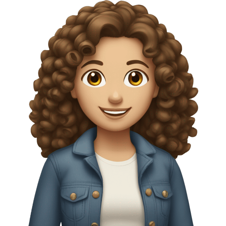 brunette mom with curly hair and white daughter with long brown curly hair smiling  emoji