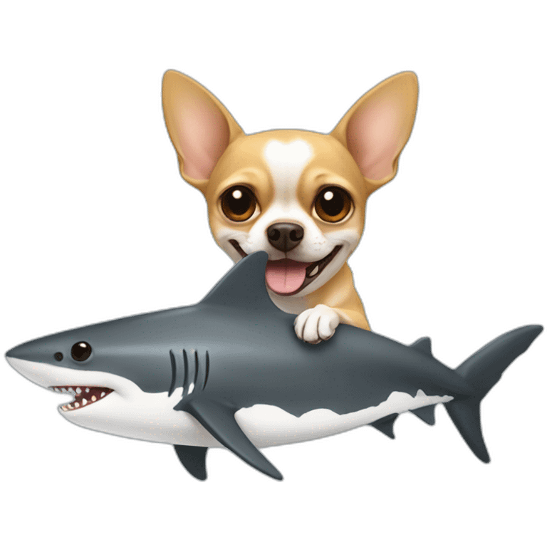 a chihuahua on a shark emoji