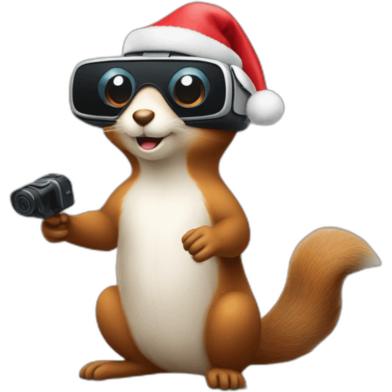 sitting christmas squirel holding vr headset emoji