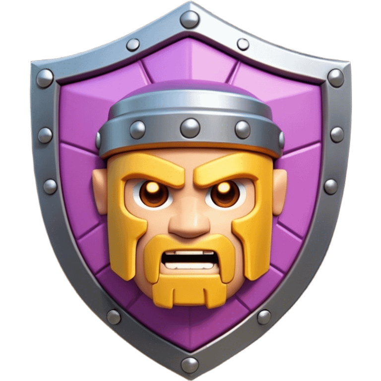 Clash of Clans aesthetic: Cinematic Playful Pixel 3D Shield Emoji, rendered in a 3D vector-style similar to standard emojis with minimal shading and bold, simplified shapes. A compact, distinct form with signature details, softly glowing with a pixelated adventure charm. Simplified yet unmistakably iconic, highly detailed and consistent, glowing with a soft radiance and high shine. Stylized with a touch of classic pixel-art charm and a soft glowing outline, capturing the essence of a beloved gaming relic with a friendly, playful manner! emoji