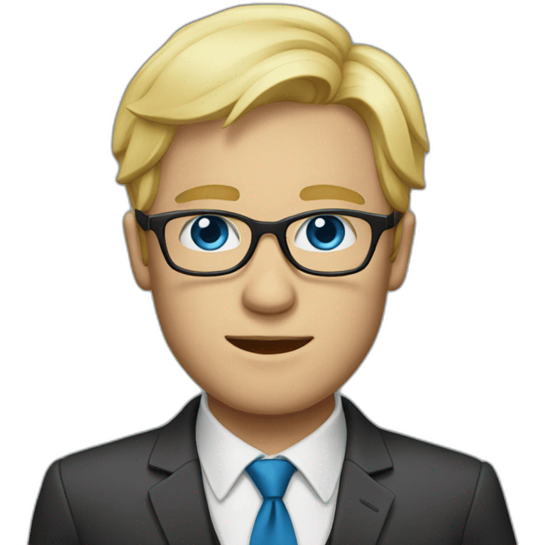 blond men with blue eyes and glasses in a suit emoji