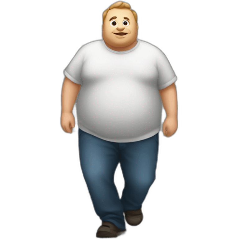 fat man on an escalator upstairs from behind emoji