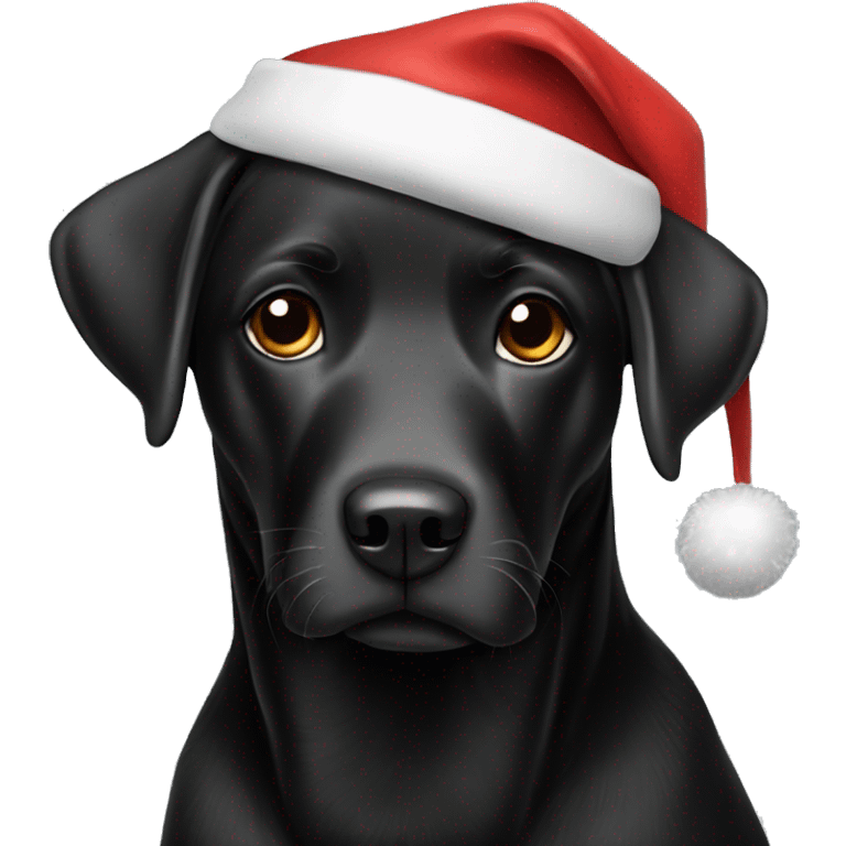 Black Labrador wearing Santa hat emoji