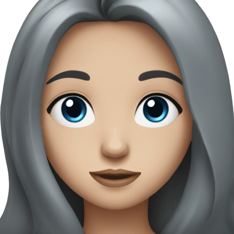 Girl with black long hair, blue eyes, black top emoji