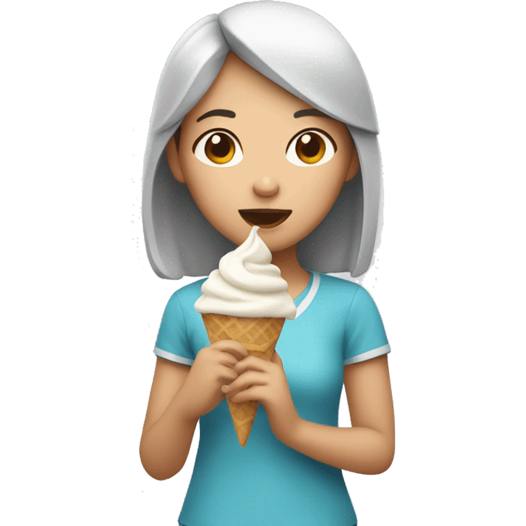 Asian Girl holding icecream emoji